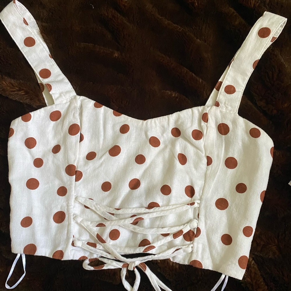 AF NWT white polka dot crop